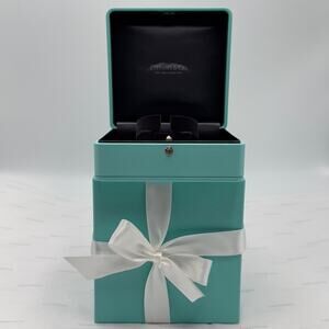 New Tiffany & Co Watch Jewelry Bracelet Presentation Storage Box Blue & Black